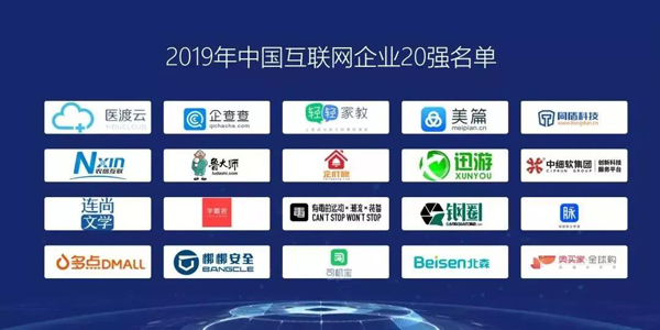 2019中國互聯(lián)網(wǎng)企業(yè)20強(qiáng)名單